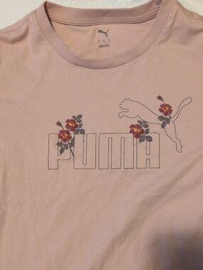Puma Pink Tee with Red & Gold Floral Logo